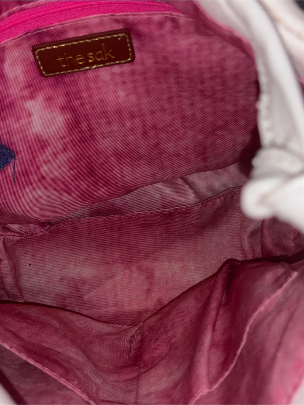 The Sak Cream Leather Shoulder Bag with Floral Cutout Accents